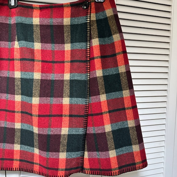 Charter Club Plaid Wool Wrap Mini Skirt Fully Lined Size 4 - Picture 2 of 7